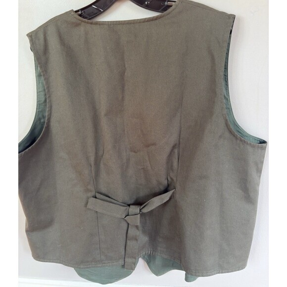 Bobbie Brooks Vintage Vest XL Olive Green Floral Embroidered Cottagecore Cotton - Picture 8 of 12